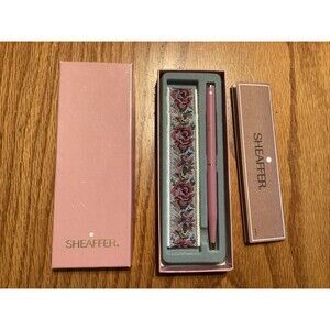 vtg sheaffer dusty rose pink white dot ladies pen tapestry case and case and box